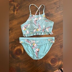 CALIA by Carrie Underwood Light Blue Floral High-Neck Bikini